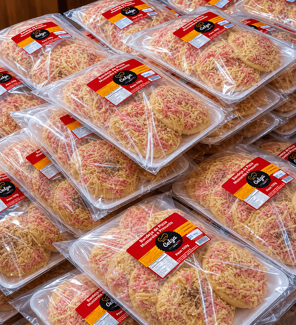 Bandejas de pizzas pré-assadas GELZA embaladas para mercados